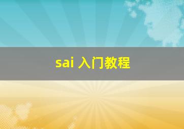 sai 入门教程